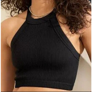 Women's Aerie Black Ribbed Superchill Tank Top